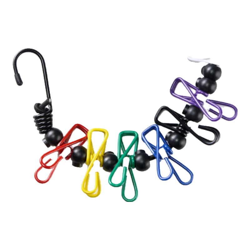 Etravel Travel Clothesline with Clips, Non-Slip Outdoor Heavy-Duty Drying Rope, No Drilling Required, Hotel Hanging Drying Strap, 12 Clips, Colorful