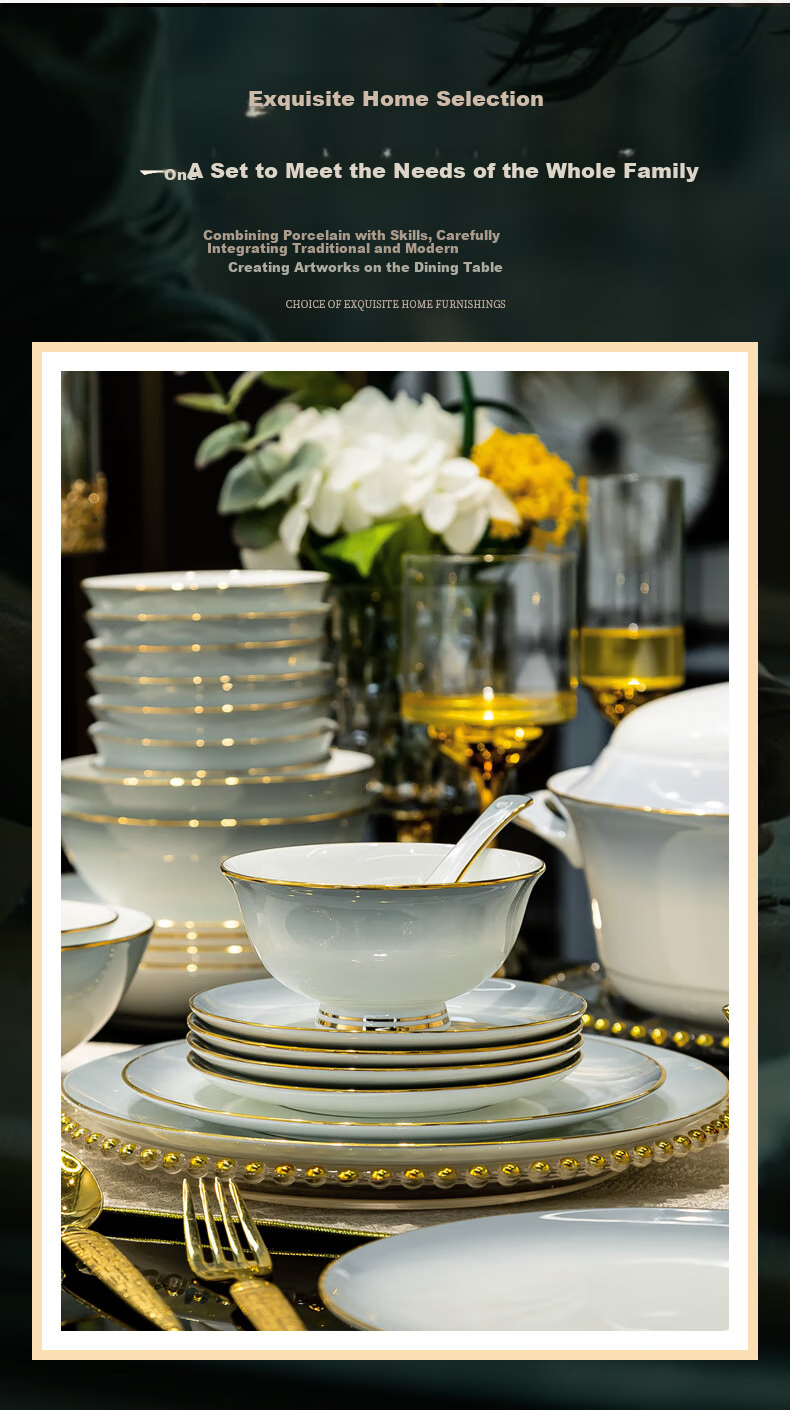 Chudi Bowl And Plate Set, Complete Tableware Set for Home Use, Light Luxury Bowls And Chopsticks Set, Gradient Gray 40-Piece [Gift Box Packaging] 6