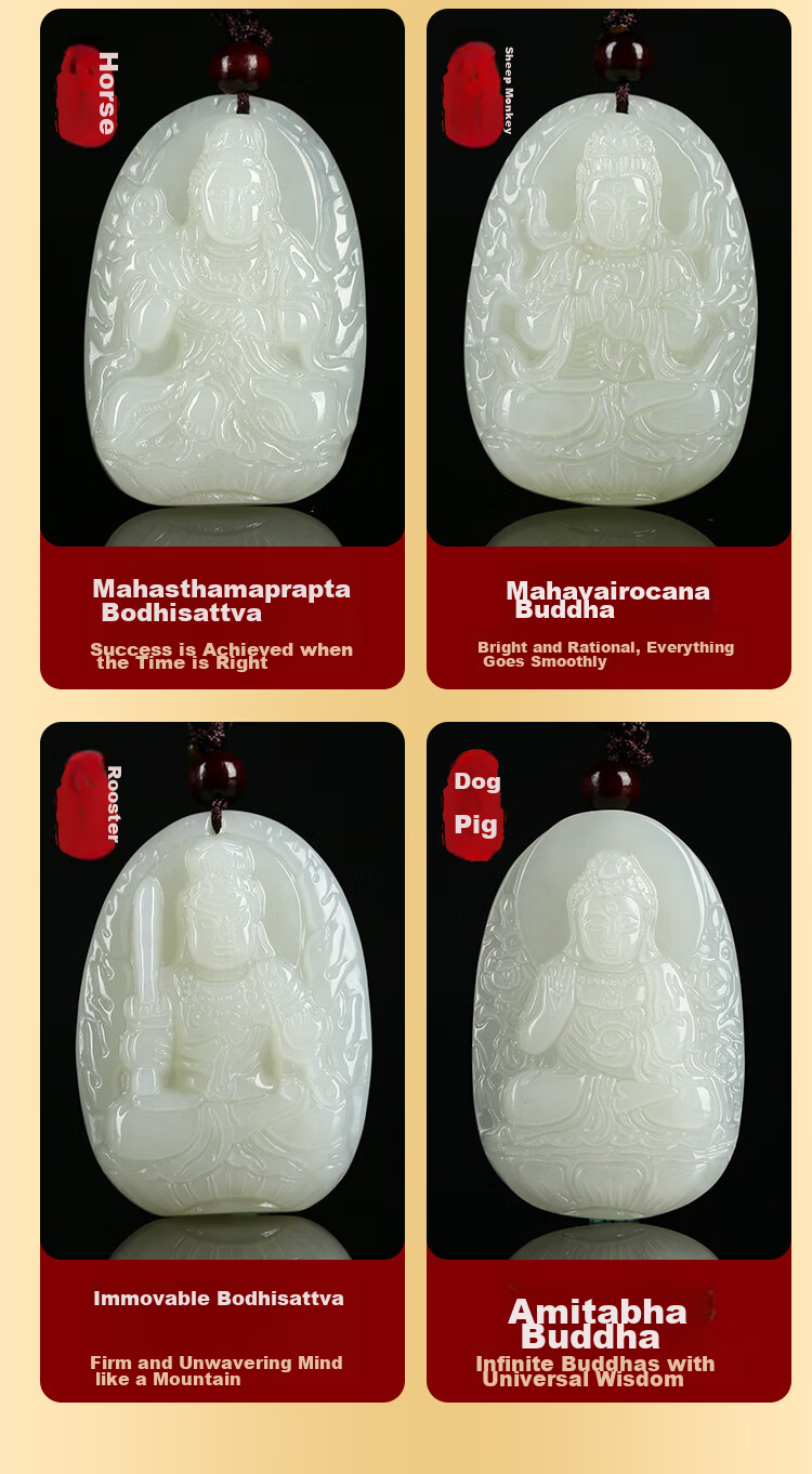 Phoenisess Jewelry, Hetian Jade Twelve Zodiac Rooster Zodiac Buddha Pendant, Unmoving Bodhisattva Jade Pendant, Men's And Women's Styles, Mid-Autumn Festival Gift 5