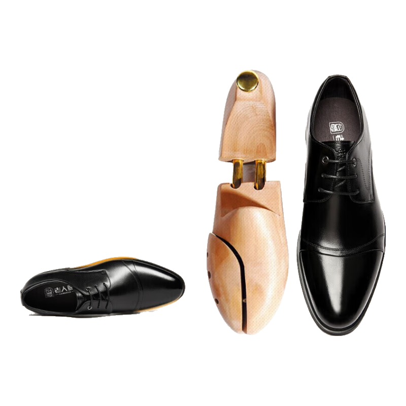 LAORENTOU Pointed Toe Leather Shoes for Men, Casual Soft Sole Formal Business British Style Work Shoes for Office, 200240 Black, Size 42