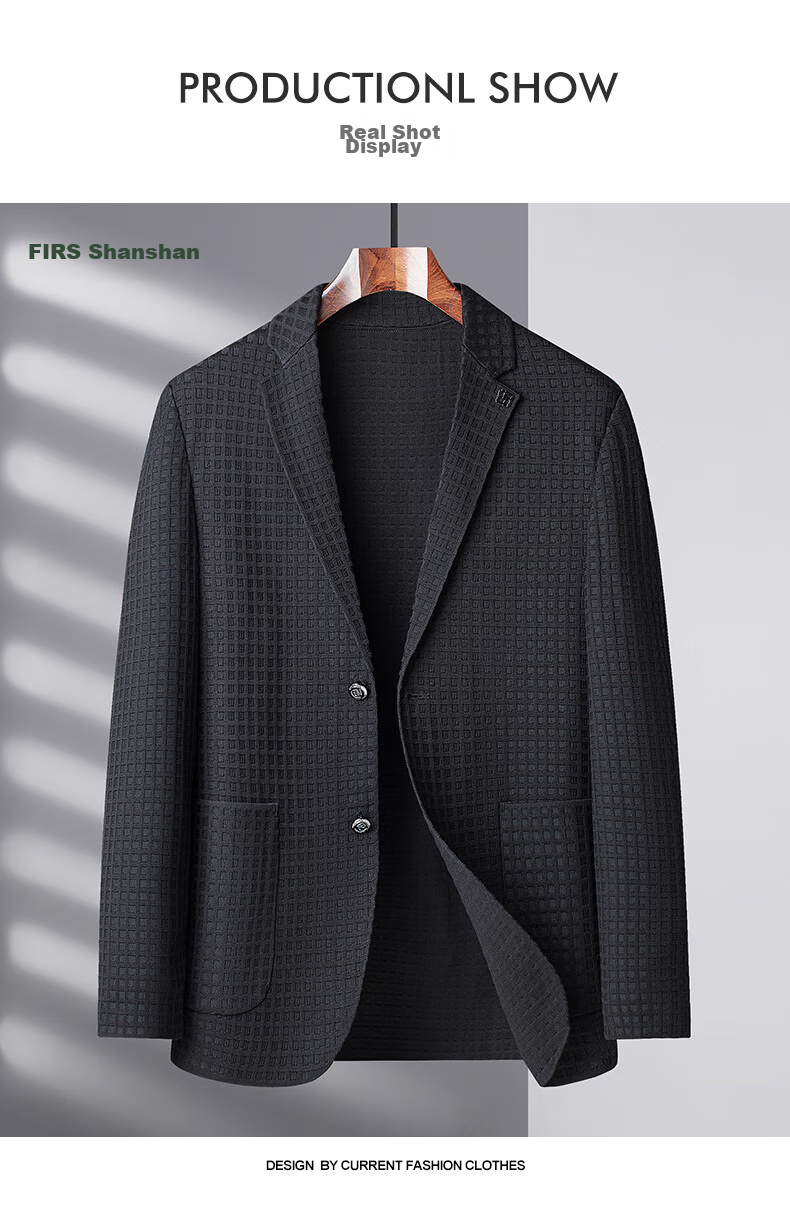 FIRS Suit Jacket for Men, Spring And Autumn Style, Middle-Aged Young Luxury High-End Business Casual Coat Blazer, Black, Size 175 5