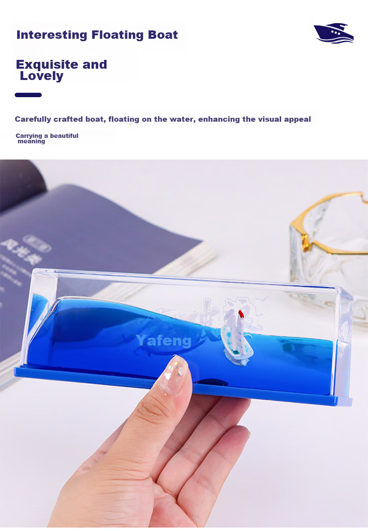 TaTanice Cruise Ship Fluid Drift Bottle Ornament, Sailboat Desktop Decoration Birthday Gift Stress Relief Decor, Riding The Wind And Breaking Through Waves 2