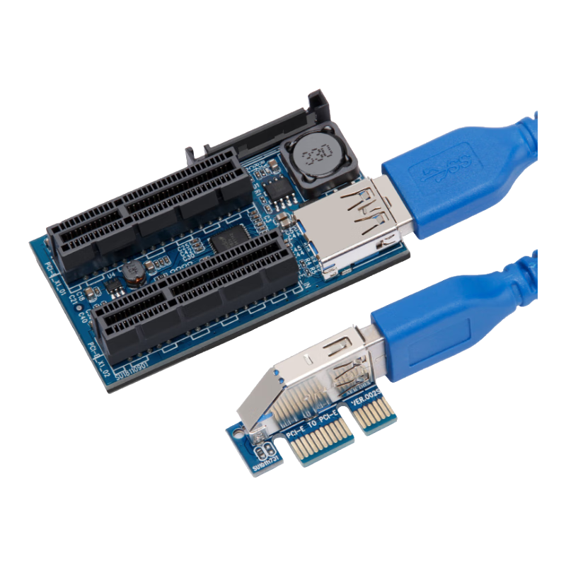 MOGEMOGE PCI-E 3.0 x4 Splitter Expansion Adapter Extension Cable with Power Supply MC2222