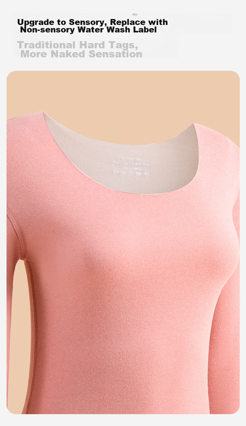 Bejirog Seamless Thermal Underwear for Women, Fleece-Lined Thickened Set, Autumn And Winter Cold-Proof Light Warm Base Layer Top And Bottom 18