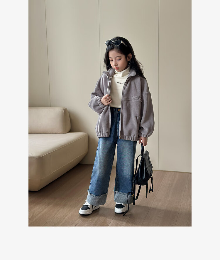 LUSON Chen Da Zhu Girls' Jacket, Autumn And Winter New Style, Double-Sided Fleece, Children's Sports Outerwear, New Year's Outfit 28