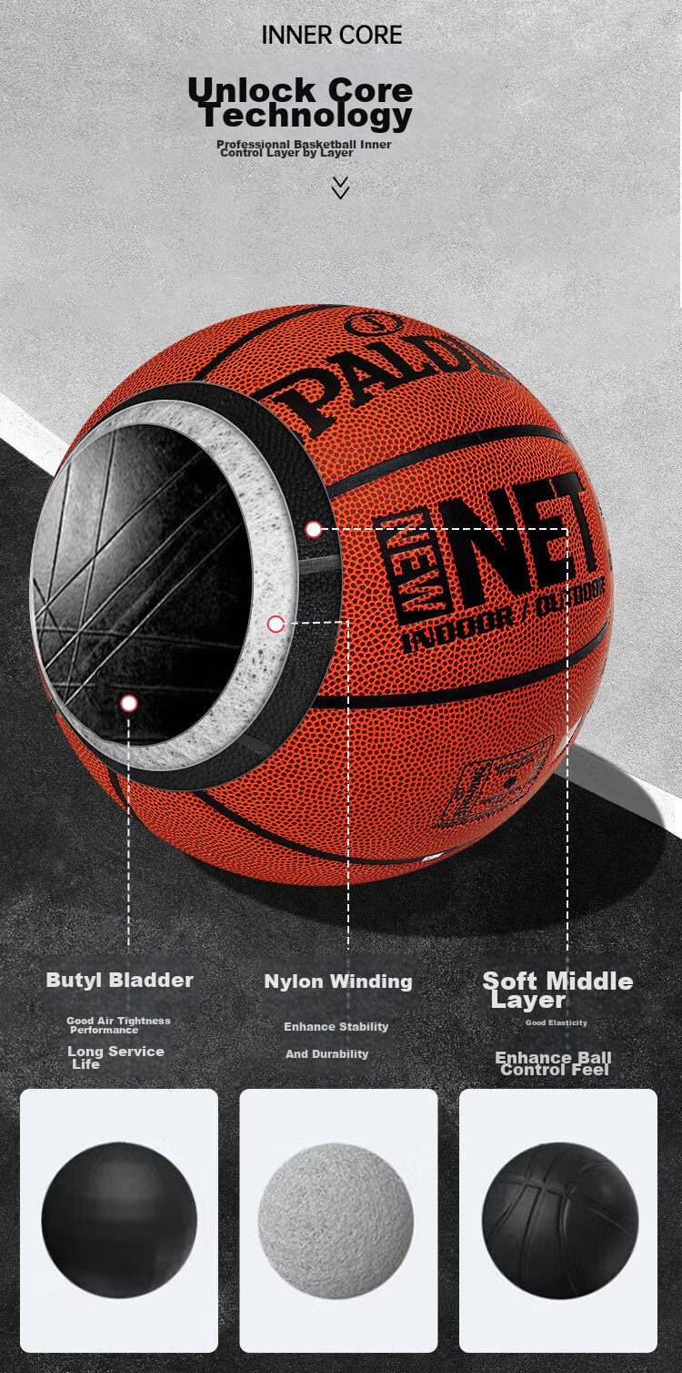 SPALDING SPALDING Rose Gold Classic Series Moisture-Absorbing PU Adult Size 7 Basketball 77-870Y 9