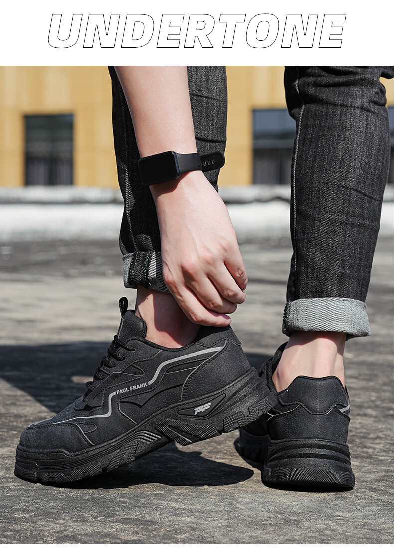 Paul Frank Casual Shoes, Unisex Sneakers, Couple's Martin Boots, Low-Top Outdoor Retro Work Boots, 245U Black, Size 43 7