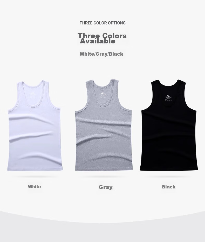 LangSha Pure Cotton Tank Top for Men, Summer Lightweight Sleeveless Casual Sports Sweat-Wicking Breathable Undershirt 12