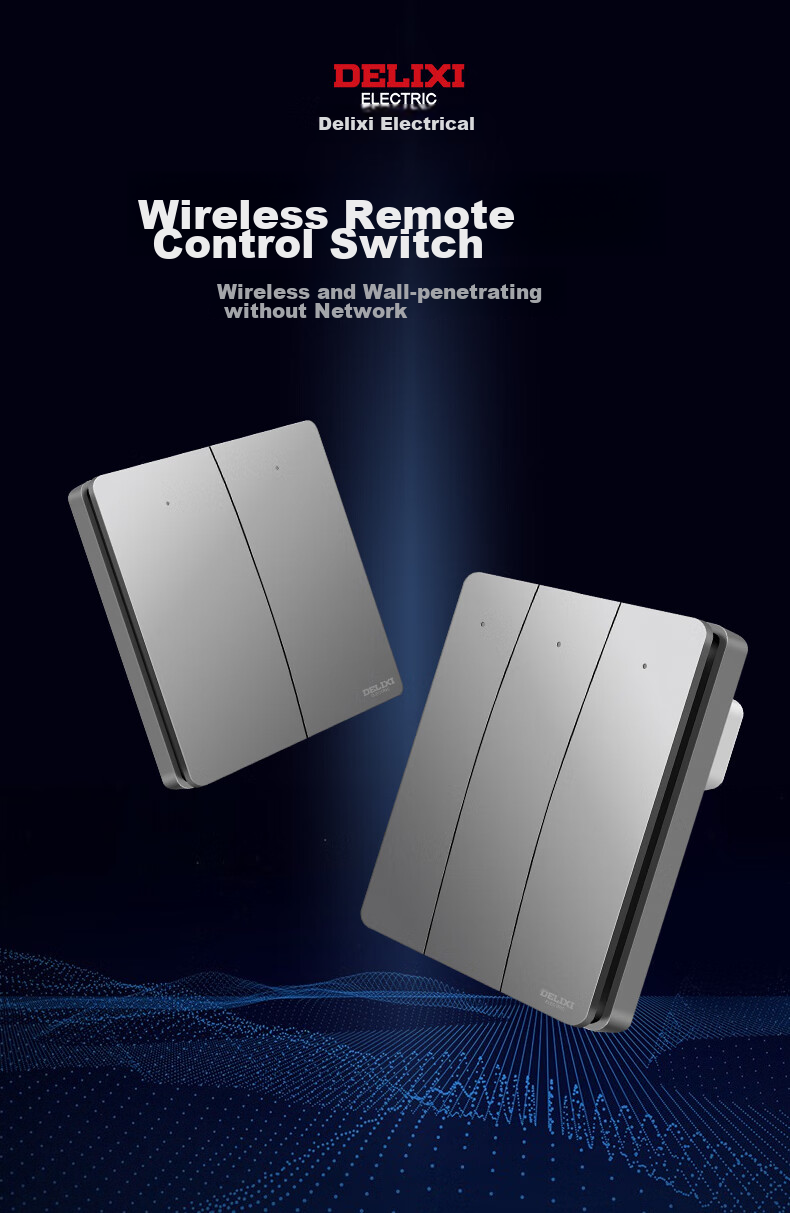 DELIXI Wireless Remote Control Switch, No Wiring Or Network Required, Light Smart Switch, Two-Way Double Control Set, Space Gray 2