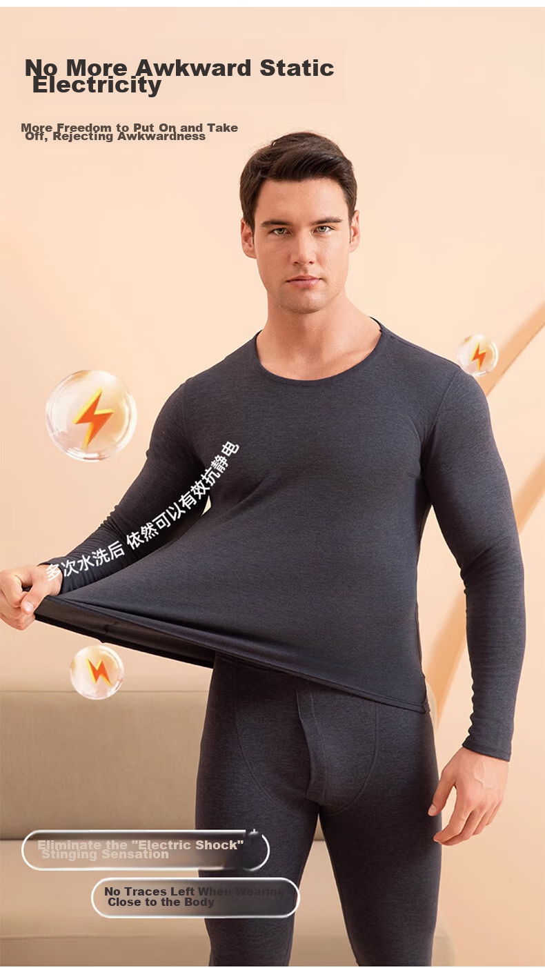 LangSha Women's Thermal Underwear, New Autumn And Winter 2026 Collection, Cashmere And Silk Blend, 7A Antibacterial Round Neck, Warm Base Layer Top And Bottom Set 14