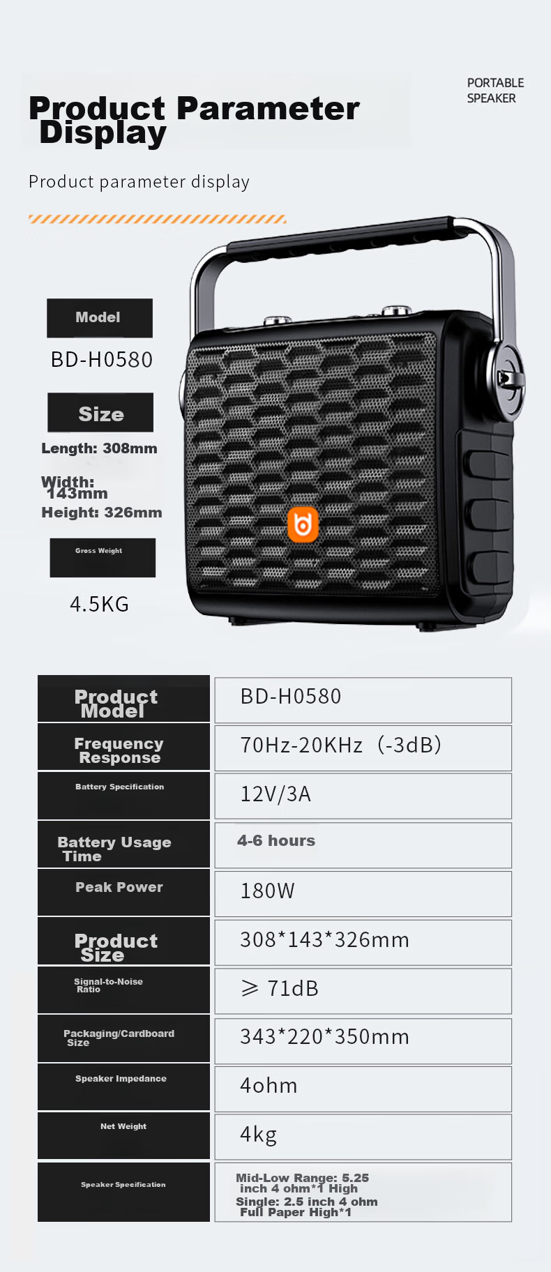 Beide Speaker, Square Dance Sound System for Home Karaoke, Wireless Bluetooth Portable Outdoor Performance Mobile Outdoor Commercial Performance Small Speaker, Black 6-Inch, Dual Microphones 5