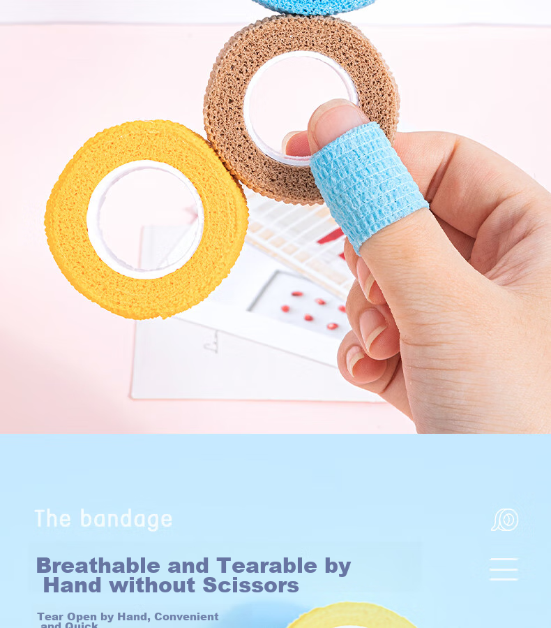 Deli Student Writing Finger Protector Bandage, Odorless Anti-Friction Anti-Callus Self-Adhesive Elastic Bandage, Finger Joint Protector Sleeve 25mm*4m, 3 Rolls Mixed Colors 30602 10