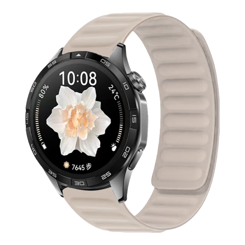 ESCASE Magnetic Silicone Watch Strap Compatible with Huawei Watch 5/4/3pro/4pro/gt2/new, Comfortable Strap for Men And Women, Universal Fit for 46/48mm Watch Face, Starlight Color