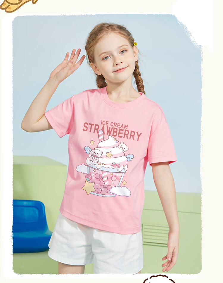 Jeanswest Girls Summer Outfit 2026 Children's Short Sleeve T-Shirt and Shorts Two-Piece Set Trendy Girls Sportswear 13