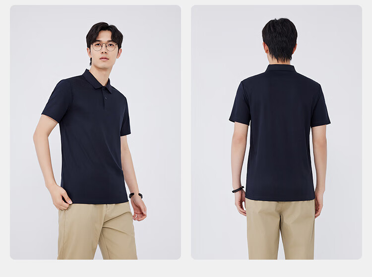JD Jingzao Ammonia Wrinkle-Free Polo Shirt Men High-End Short Sleeve T-Shirt New Summer Commuting Father's Day Gift Navy 2XL 17