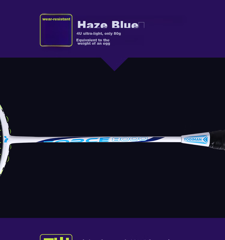 Yodiman Offense And Defense 4U Carbon Composite Training Badminton Racket, 8000 Single Racket (1 Piece) 5