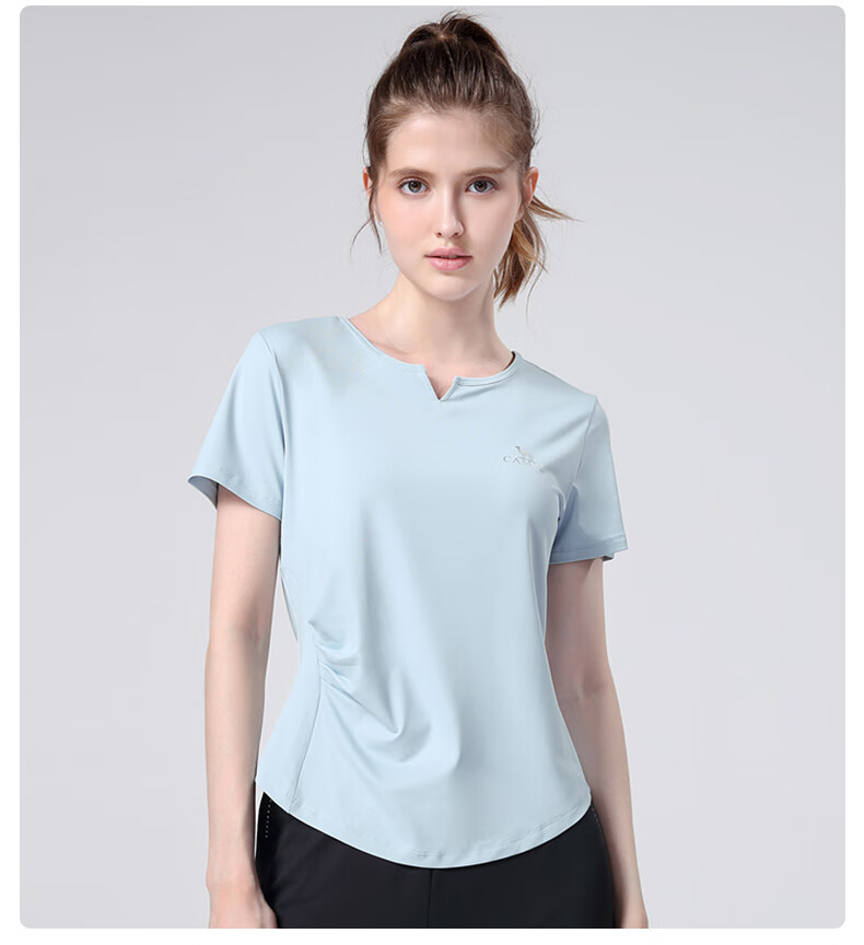 CAMEL Women's Sportswear Set, New Yoga Fitness Pilates Elastic Short-Sleeve Top And Long Pants, Anti-Exposure Two-Piece Athletic Outfit 35
