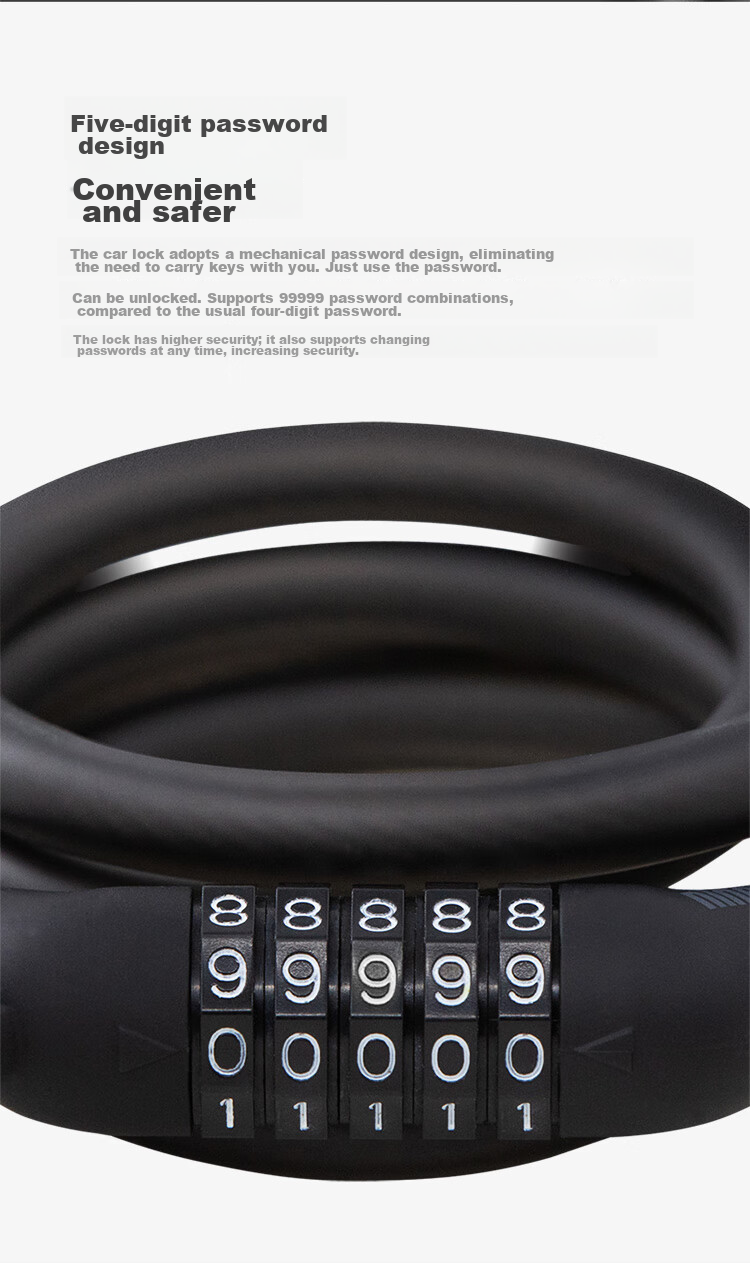Ninebot Skateboard Scooter with Motion Sensor And Password Lock, Five-Digit Combination Lock, Steel Cable Anti-Theft Universal Lock 3
