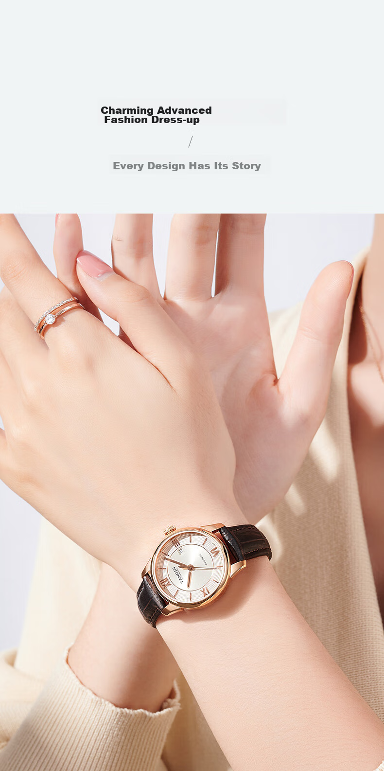TANGIN Ladies' Watch, Fully Automatic Mechanical Women's Watch, Fashionable Diamond-Studded Elegant Timepiece, Birthday Gift for Wome 8