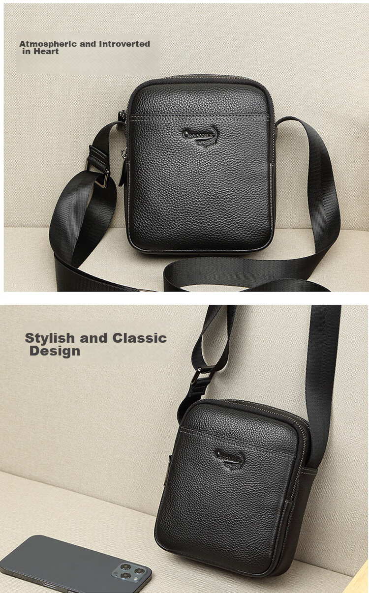CROCODILE Youth Men's Handbag, Top-Layer Cowhide Leather Fashion Phone Bag, Men's Crossbody Shoulder Bag, Gift for Boyfriend XT9601 2