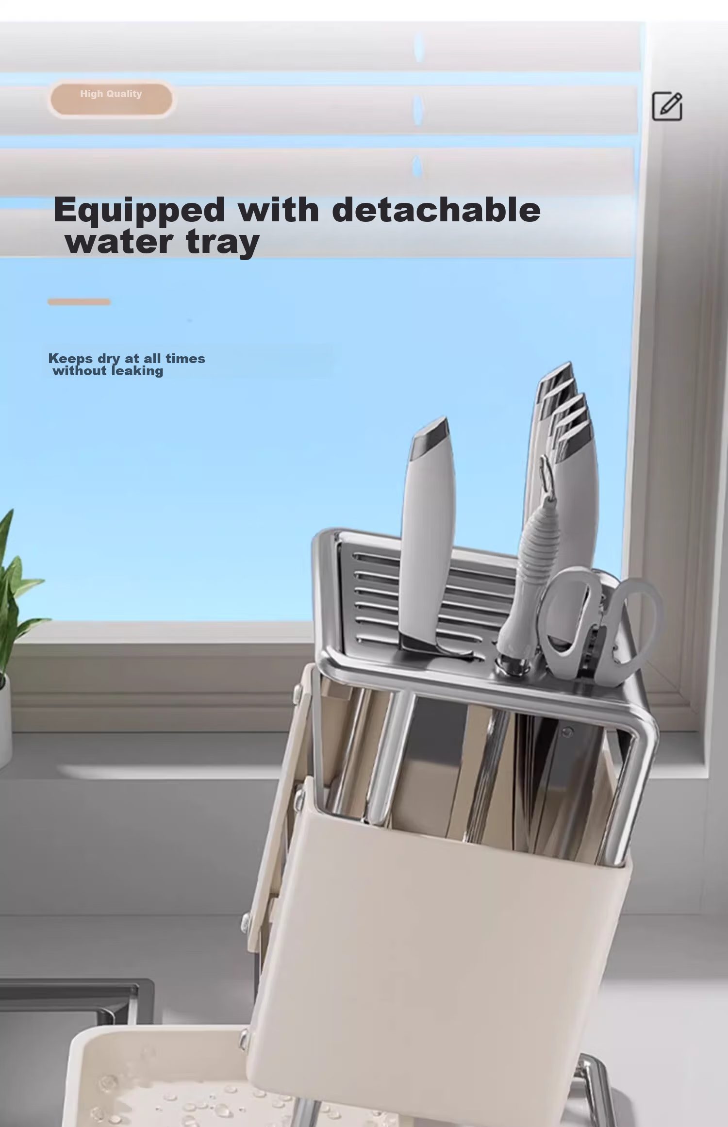 YOUQIN Knife Holder Storage Rack, 2026 New Model Kitchen Knife Organizer, Stylish Multifunctional Cutting Board Stand 15