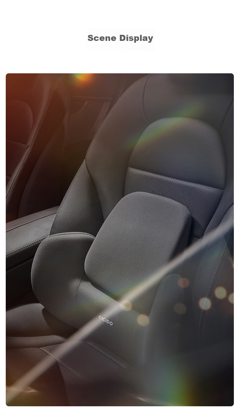 CICIDO [Innovative Technology], Lumbar Support Backrest Car Cushion Seat Pad, All Black SS0134 16