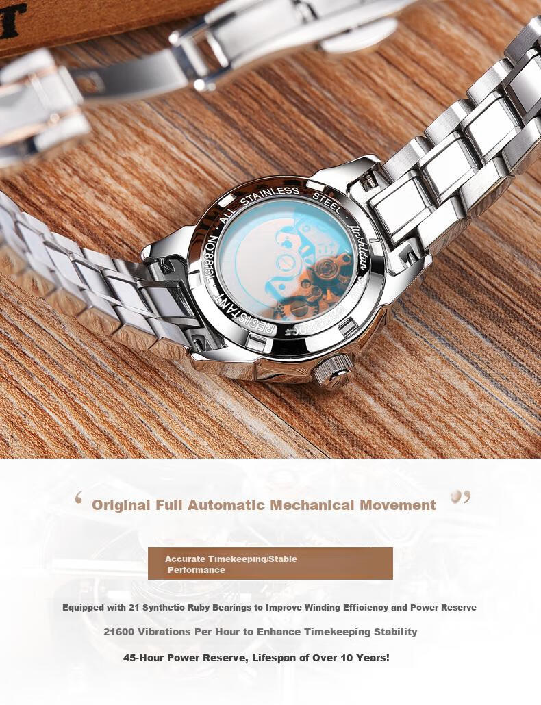 JIN SHI DUN , Swiss High-End Ladies' Watch, 2026 New Model, Fully Automatic Mechanical Watch, Water-Resistant, Top Ten Brand Watches, Birthday Gift for Wife 6