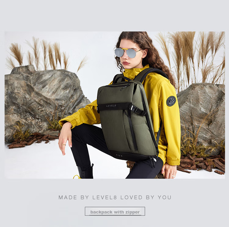 LEVEL8 Casual Business Laptop Backpack, 17.3-Inch, Large Capacity, Urban Light Travel Functional Series for Me 9