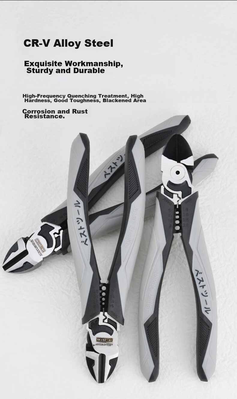 JERXUN Diagonal Cutting Pliers, 7-Inch Offset Diagonal Wire Strippers And Crimpers, Multifunctional Labor-Saving Electronic Pliers Tool 4