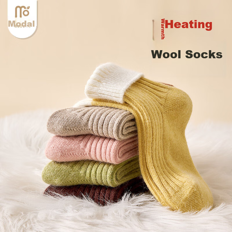 Детские носки Modaier, 4 пары, шерстяные, утепленные, для мальчиков и девочек, на осень и зиму