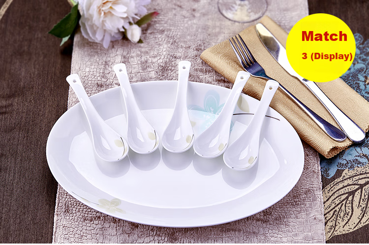 Remec Bone China Fragrant Soup Spoons, Set of 6, Ceramic Spoons, Rice Spoons, Simple Bone China Spoons 4