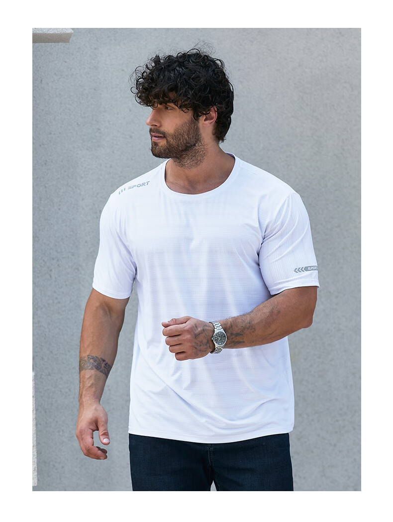 Dibinze Ice Silk T-Shirt, Summer Short-Sleeve Sports Loose-Fit Plus Size Casual Top, White, 3XL 14