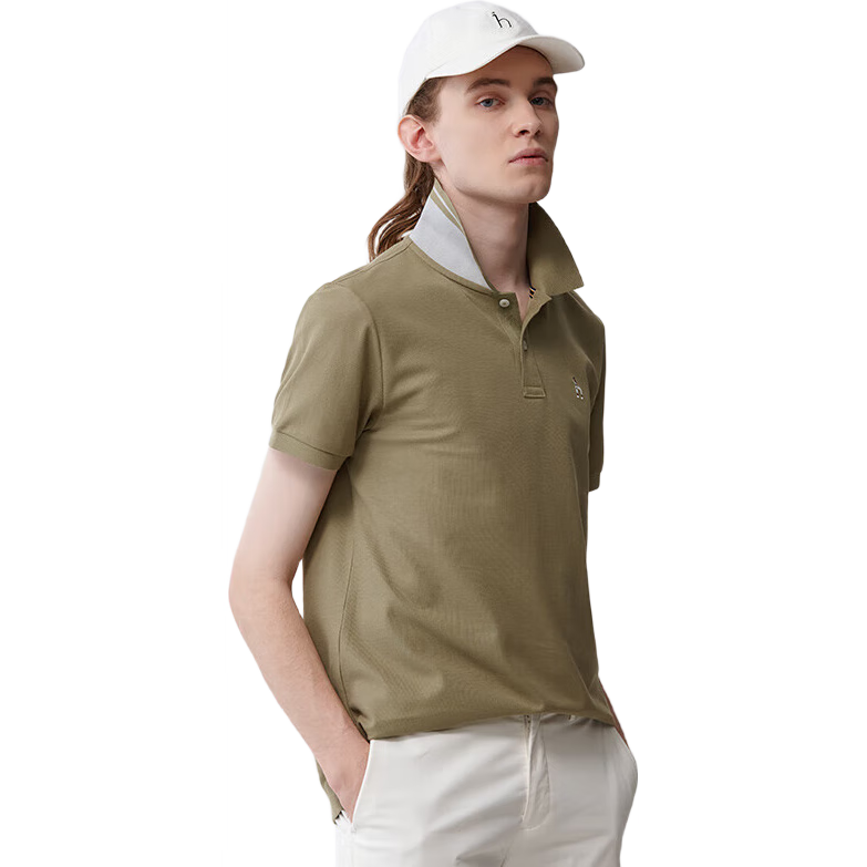 HAZZYS Men's Clothing, Summer [3A Antibacterial], Cool And Comfortable Simple Short-Sleeve POLO for Men ASTZE0BBX26, Tea Green, Size 50