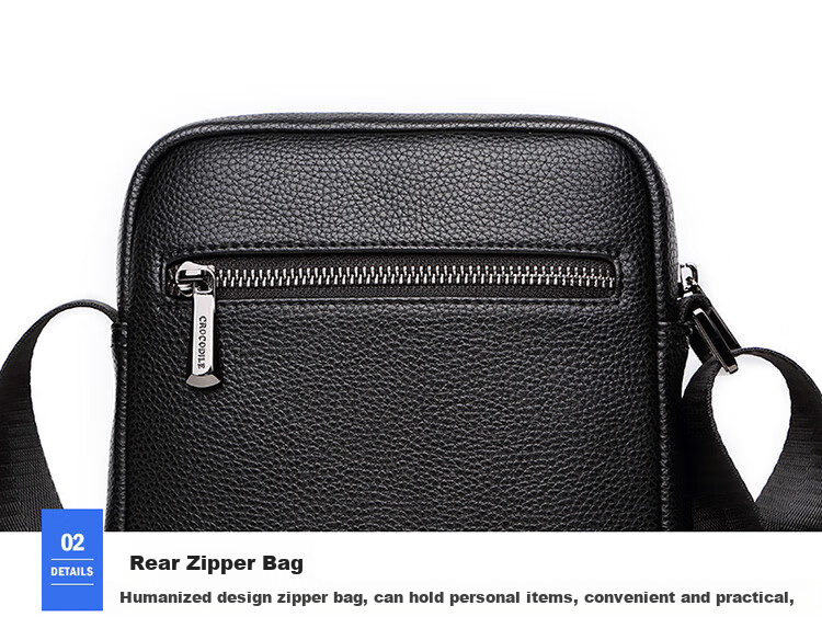 CROCODILE Youth Top-Grain Leather Fashion Shoulder Bag, Men's Vertical Casual Crossbody Bag, Gift for Boyfriend, TB050 15