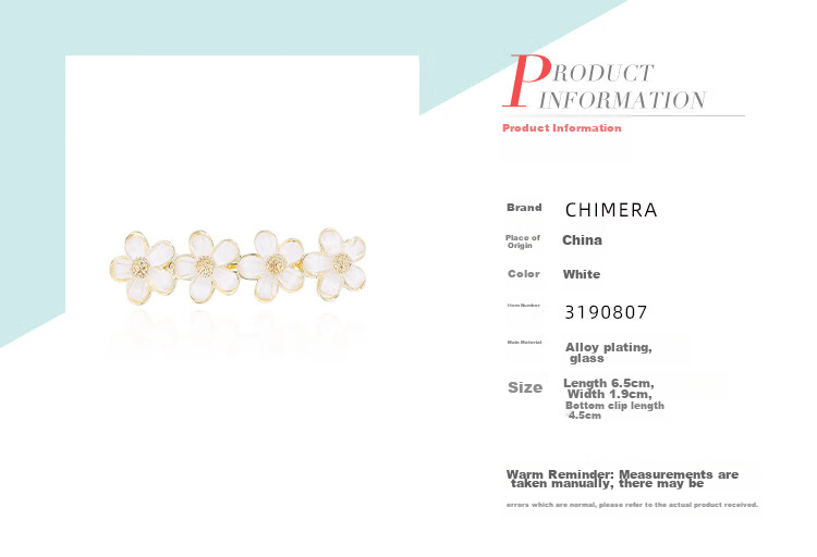 CHIMERA Simple Flower Hair Clip, Half-Updo Barrette, Horizontal Hairpin, High-End Hair Accessory for Women, Birthday Gift for Girls 3