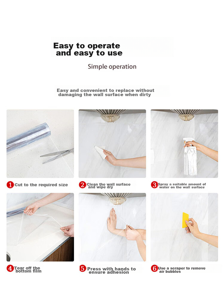 Jinlongxing Kitchen Oil-Proof Sticker, Cabinet Waterproof And Moisture-Proof Adhesive, Hanging Cabinet Wall Transparent Self-Adhesive Heat-Resistant Protective Film, 5 Meters 16