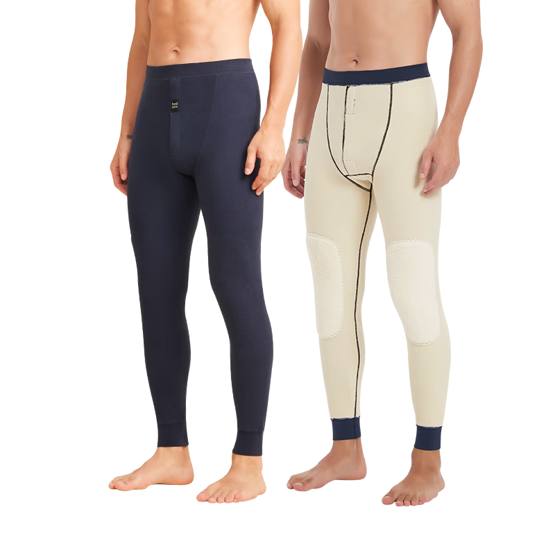 MiiOW [German Wool And Silk Knee-Length Pants] Men's Thermal Underwear, Fleece-Lined Thick Autumn Pants, Base Layer Cotton Pants for Me