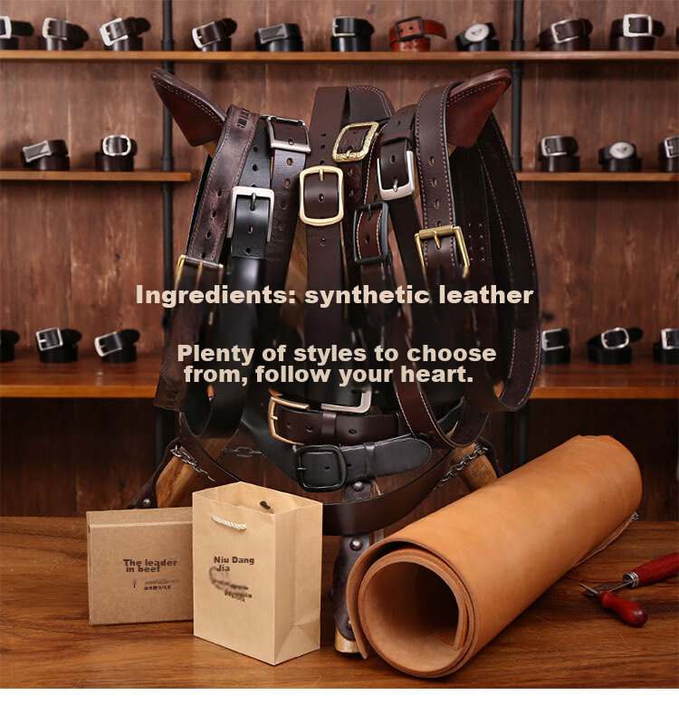 Cattlesboss Men's Belt with Copper Buckle, Genuine Top-Grain Leather, Pin Buckle, 1015 Birthday Gift, Dark Brown, 110cm 19