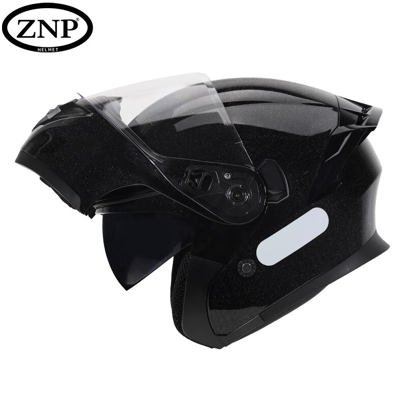 ZNP808 Motorcycle Helmet Unisex Flip-up Full Face Four Seasons Electric Bike Glossy Black M