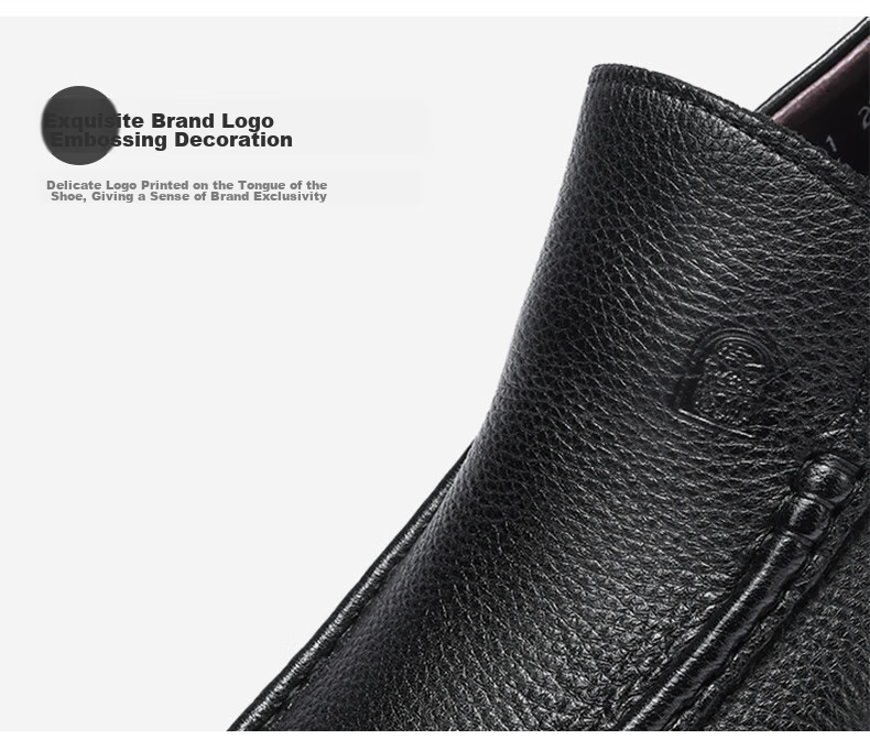 LAORENTOU Men's Leather Shoes, Cowhide Business Casual Shoes, Slip-On Loafers, Wear-Resistant Flats, Comfortable Men's Footwear, 87201760, Black, Size 42 13