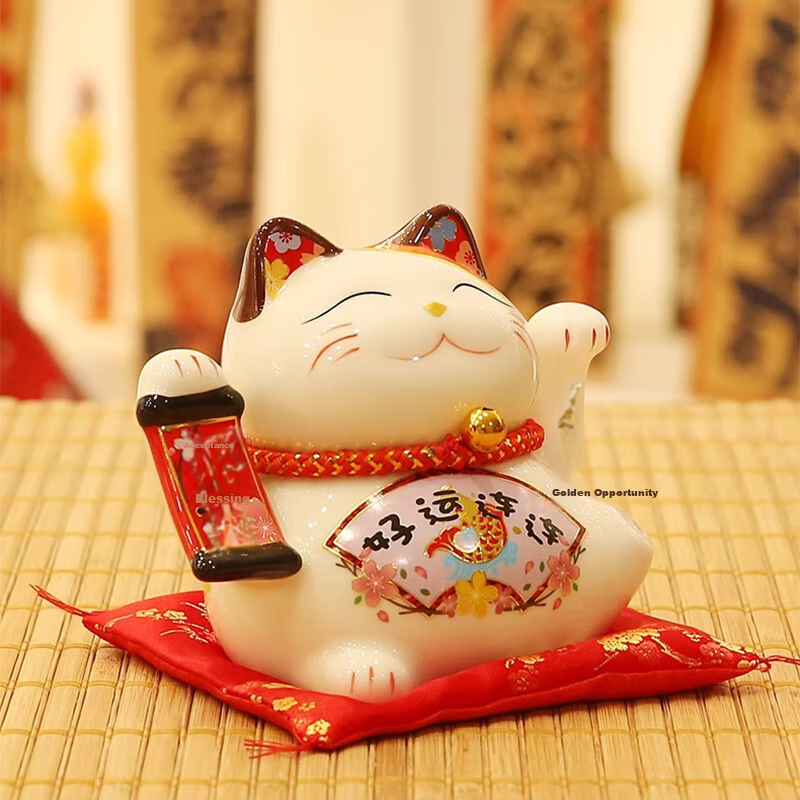 Bangushan Lucky Cat Money-Pillar Ornament, Business Opening Home Living Room Good Luck Savings Jar, Children Students Birthday Gift