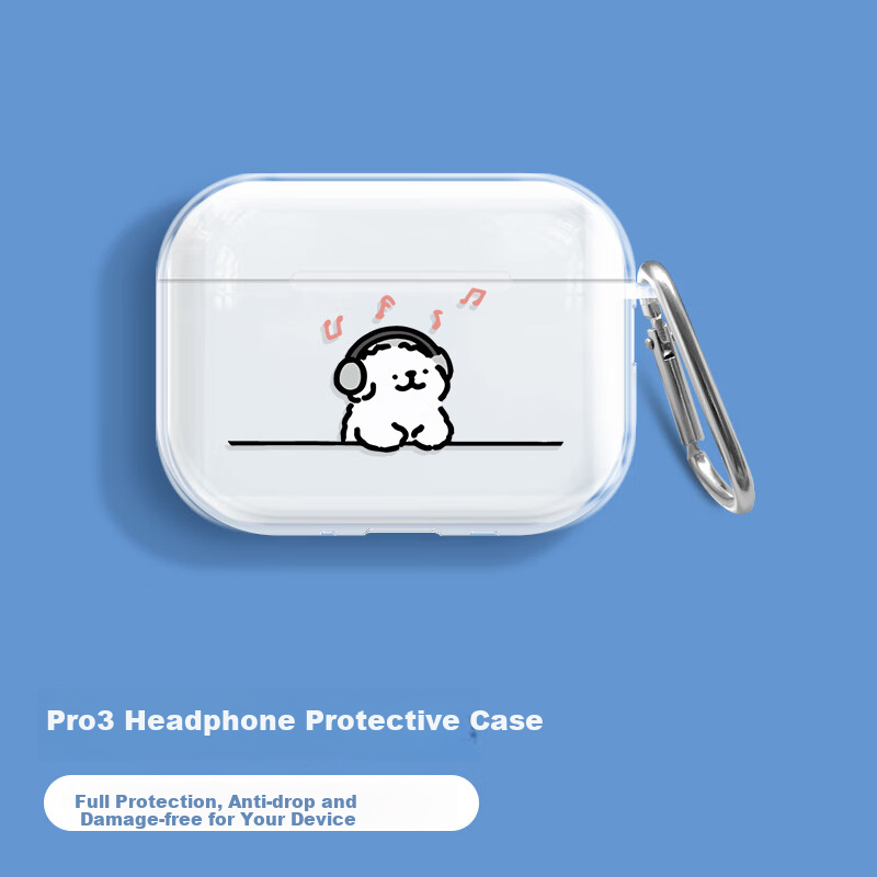Чехол Yingkaida для Apple AirPods Pro 3, силиконовый, противоударный, с принтом "Music Puppy"
