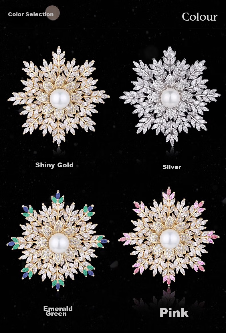 Eternelle French Eternal Design-Inspired Brooch for Women, Elegant Snowflake Pin, High-End Exquisite Silk Scarf Clasp, Birthday Gift 13