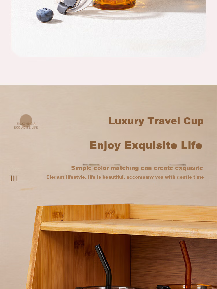 BJ Glass Water Cup, Bamboo Joint Cup with Straw, Water Cup with Lid, Coffee Mug, Gift Glass Beverage Cup, 450ML 8