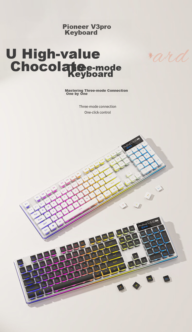 EWEADN V3pro Wireless Bluetooth Wired Tri-Mode Keyboard And Mouse Set with Real Mechanical Feel, Low Noise, Slim Design for Gaming And Office Use on Laptops, Desktop Computers, IPad Universal External Peripherals 1