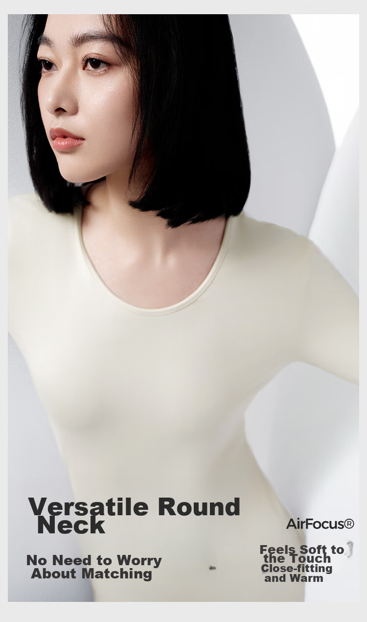 HLA [Xiaohuo-Air8] Thermal Underwear for Women, 230g Double-Sided Fleece, Antibacterial Heating Patch, Autumn Top And Bottom Set 18