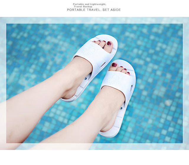 BAIHOU Side-Slipping Water-Resistant Summer Wear-Resistant Home Bathroom Quick-Drying Indoor Men's And Women's Slippers 1802 Light Blue 35-36 18