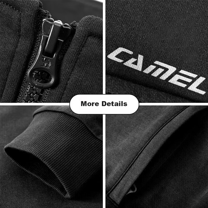 CAMEL Casual Sports Set for Men, Stand-Up Collar Classic Style Long-Sleeve Pants Spring And Autumn Sports Knitted Two-Piece Sportswear