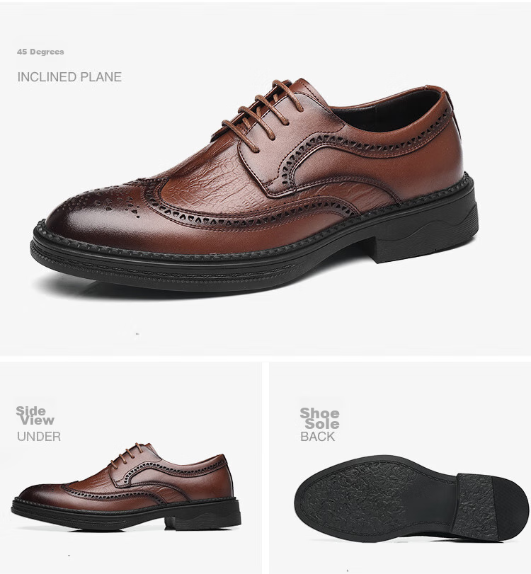 CARTELO Men's Leather Shoes, Brogue Derby Shoes, Business 2026 New Style Casual Genuine Leather Formal Shoes, Height-Increasing British Style Wedding Shoes 17
