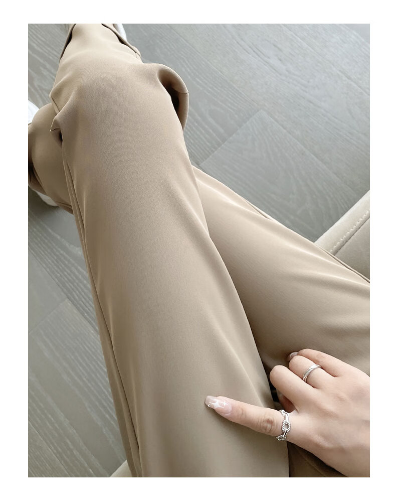 Langsha Casual Harem Pants for Women, Spring And Autumn High-Waist Straight Loose-Fit Slimming Commuter Suit Pants Chiffon Pants Cropped Pants 17